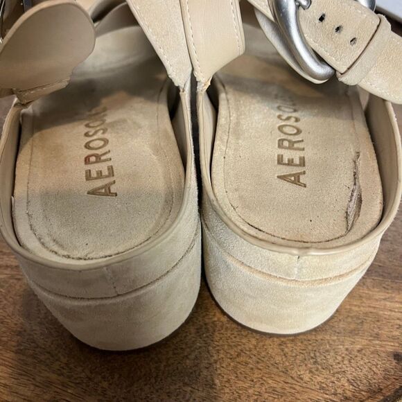 Aerosoles Crisscross Molded Footbed Block Heel Sandal Leather Suede Women’s 9 - Picture 8 of 10